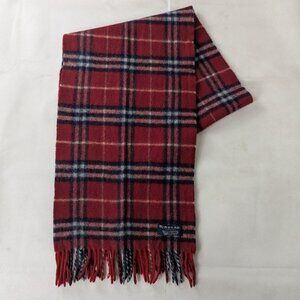 Burberry London 100% Lambswool Classic Nova Check Red Scarf Made In England